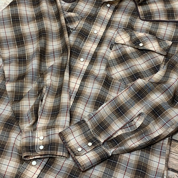 Vintage Levi's Western Shirt Brown Gold Thread Med - Picture 6 of 8